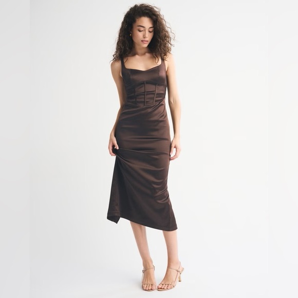 Abercrombie & Fitch Satin Corset Midi Dress - Picture 1 of 5